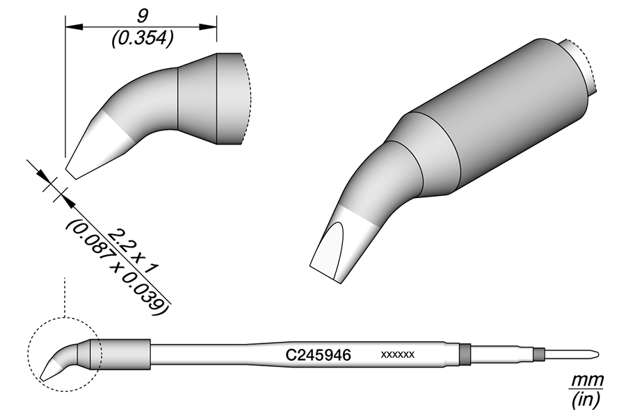 C245946 - Conical Bent Cartridge 2.2 x 1